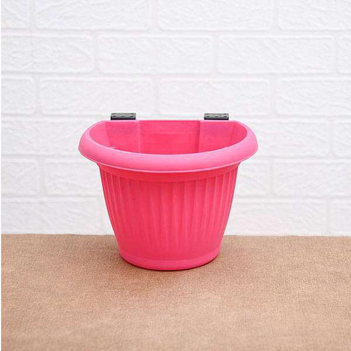 79 inch (20 cm) Bello Railing D Shape plastic Planter (Dark Pink) (set of 6)