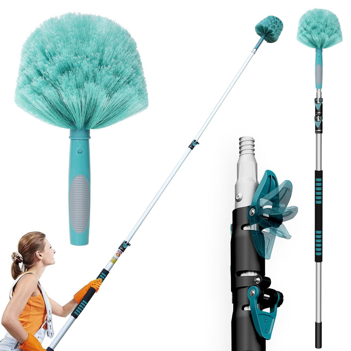 TelesPro Cobweb Duster 8211 20 Feet High Reach Extendable Aluminum Pole for Indoor and Outdoor Cleaning
