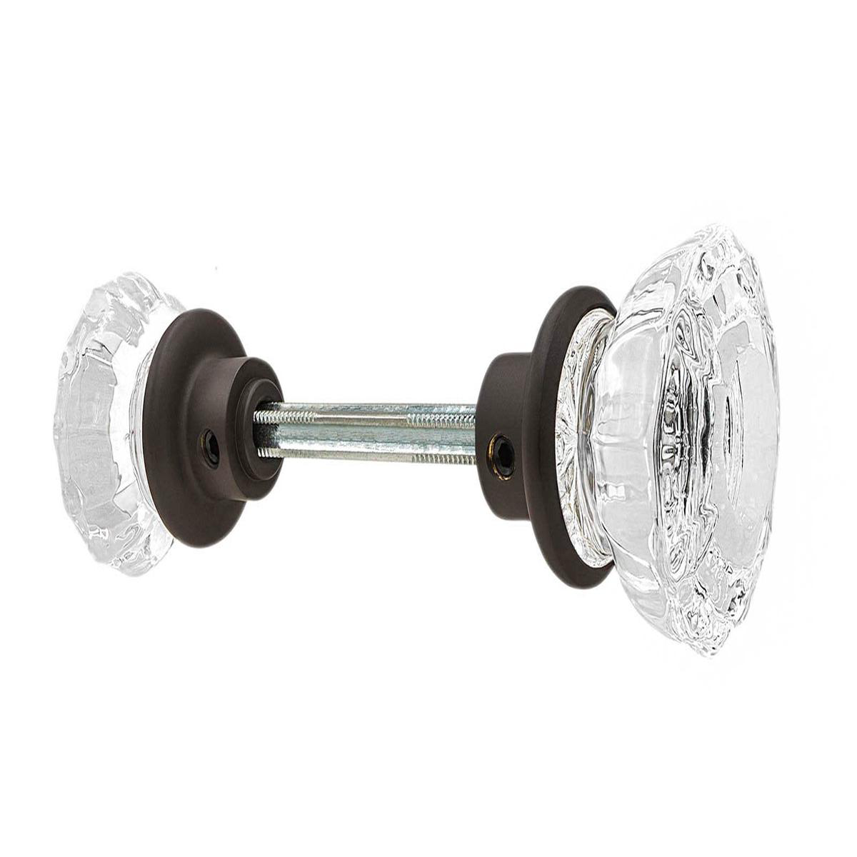 Pair of Fluted Clear Glass Doorknobs 8211 Oil Rubbed Bronze