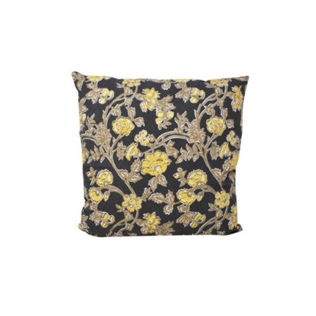 Vintage Floral Cushion 8211 GreyYellow