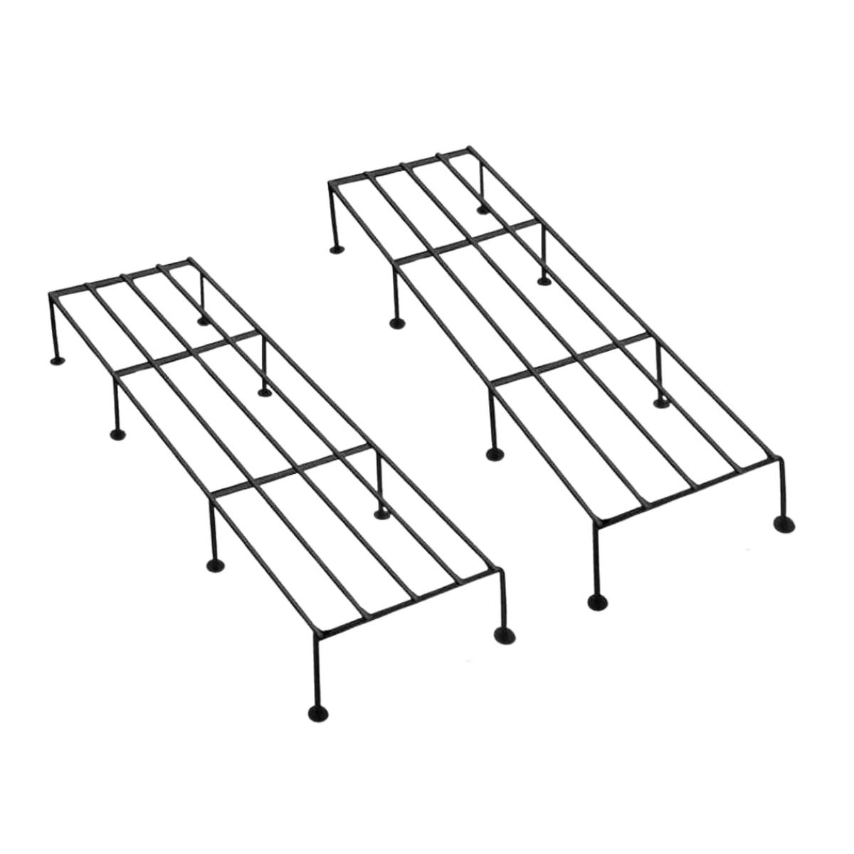 OrganicBazar Metal Plant Stand for Pots Rust-Resistant Heavy-Duty Rectangular Flower Pot Stand for Garden Decor Balcony 038 Indoor Use (Black) 8211 Pack of 2