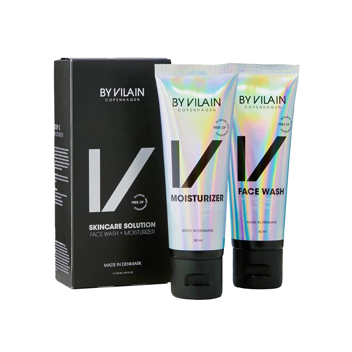 By Vilain Skincare Solution 2-Pack Face Wash 038 Face Moisturizer Cream Set 8211 50ml Moisture Therapy Facial Cleanser Hydrating 038 Vegan Face Wash for Sensitive Normal Dry Skin Face Moisturizer