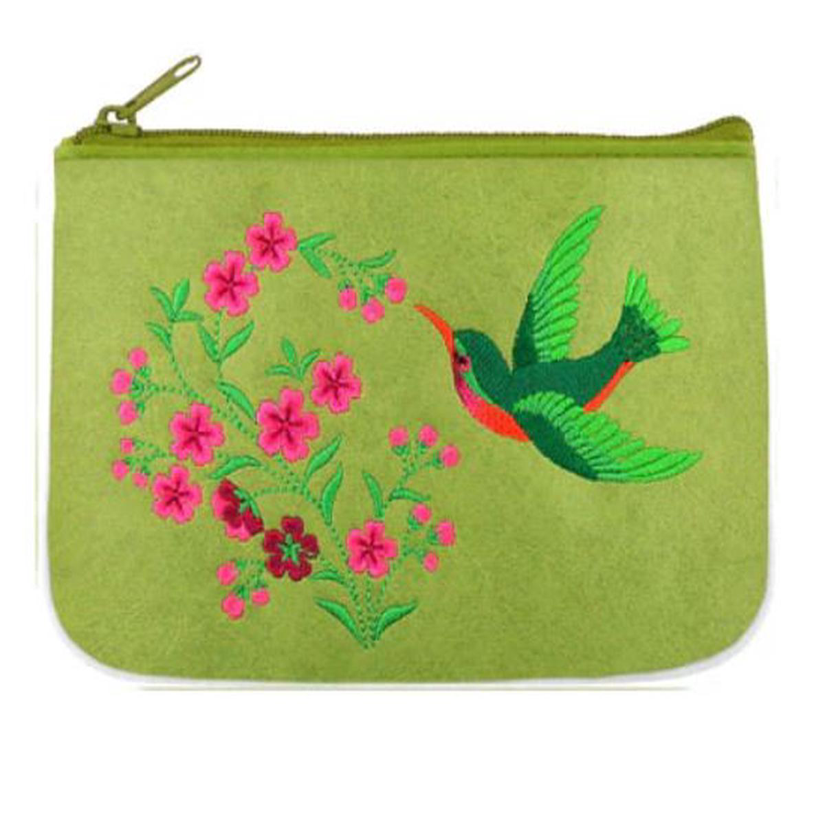 Embroidered Hummingbird Pouch 8211 Green
