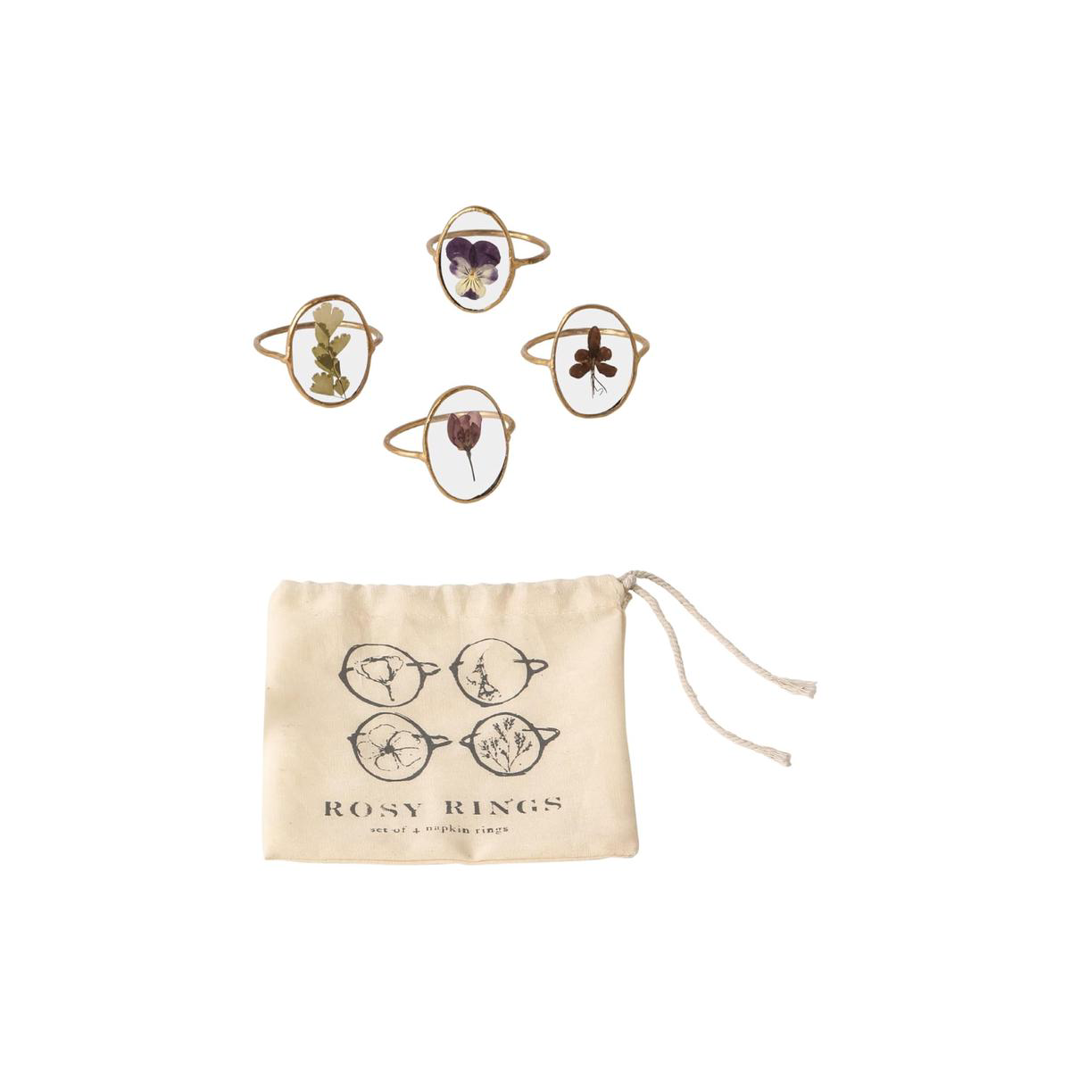 Rosy Rings Jewel Napkin Rings Set of 4 Table Decorations for Weddings Birthdays (Oval)