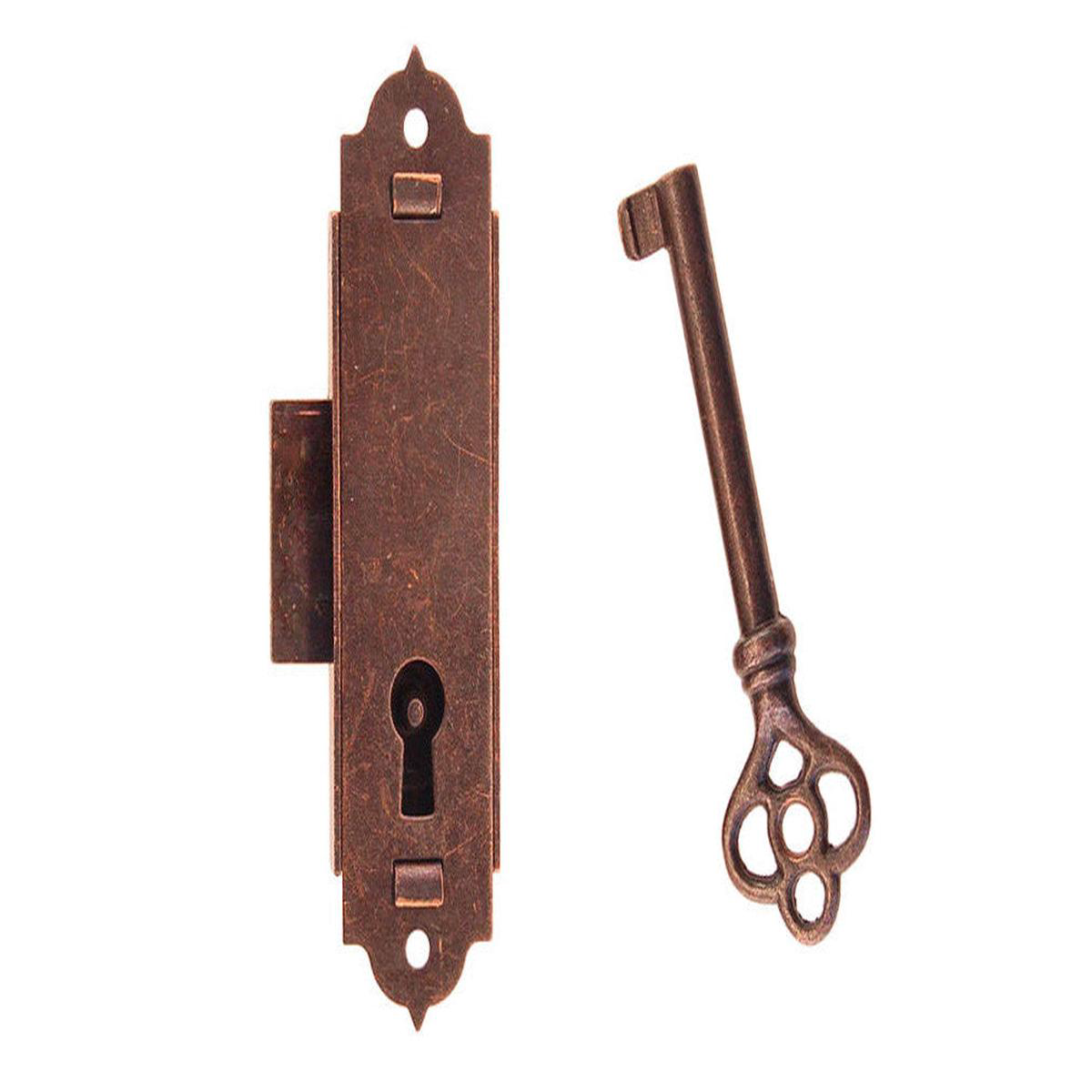 Narrow Surface Cabinet Lock Antique Copper Finish