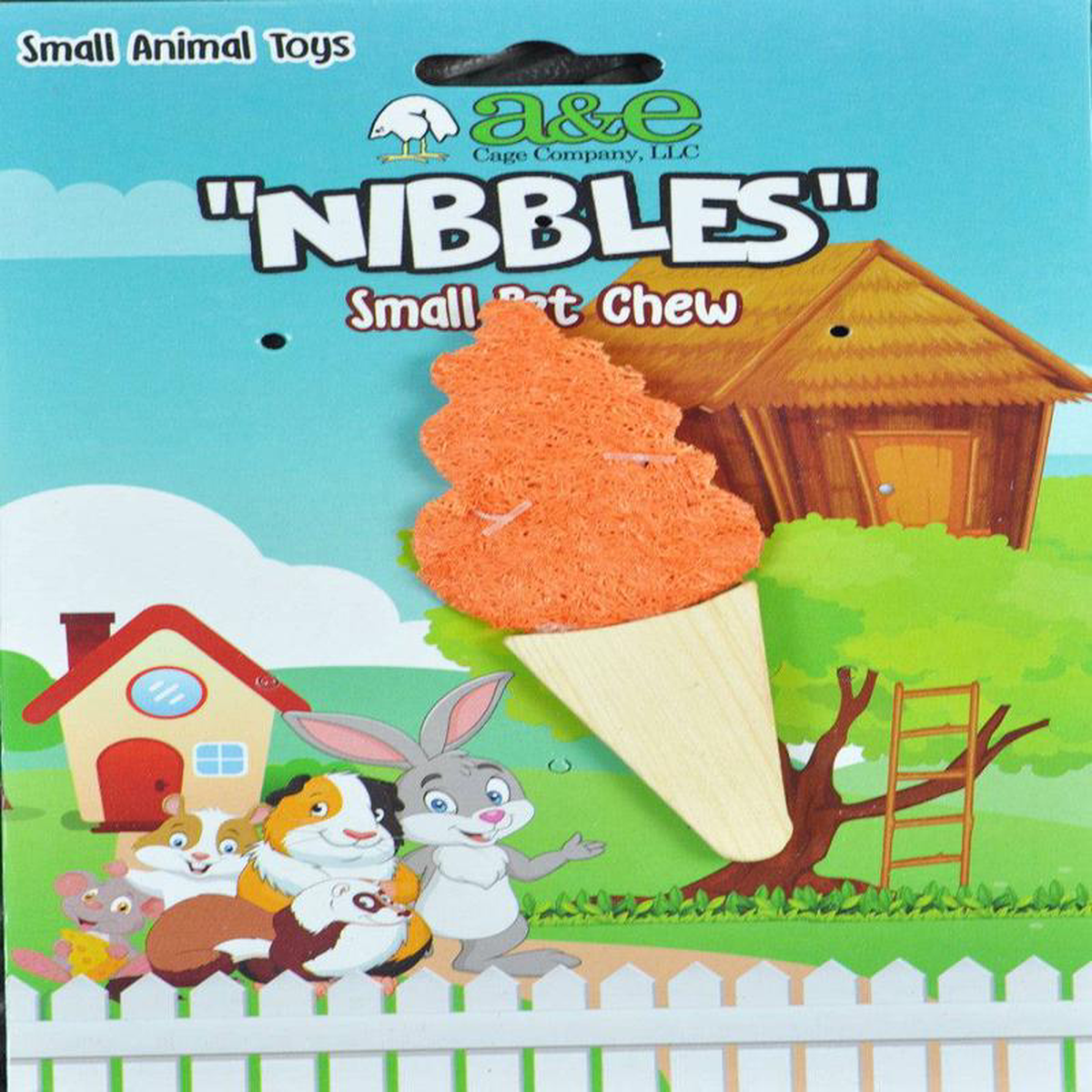A 038 E Cages Nibbles Small Animal Loofah Chew Toy Ice Cream Cone