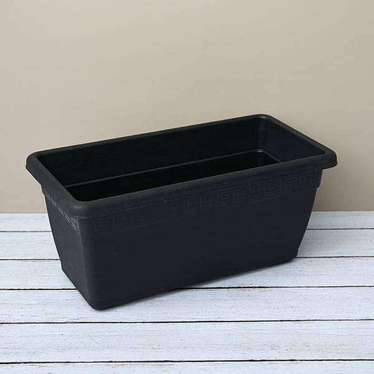 177 inch (45 cm) Small Window Rectangle Plastic Pot (Black) (set of 3)