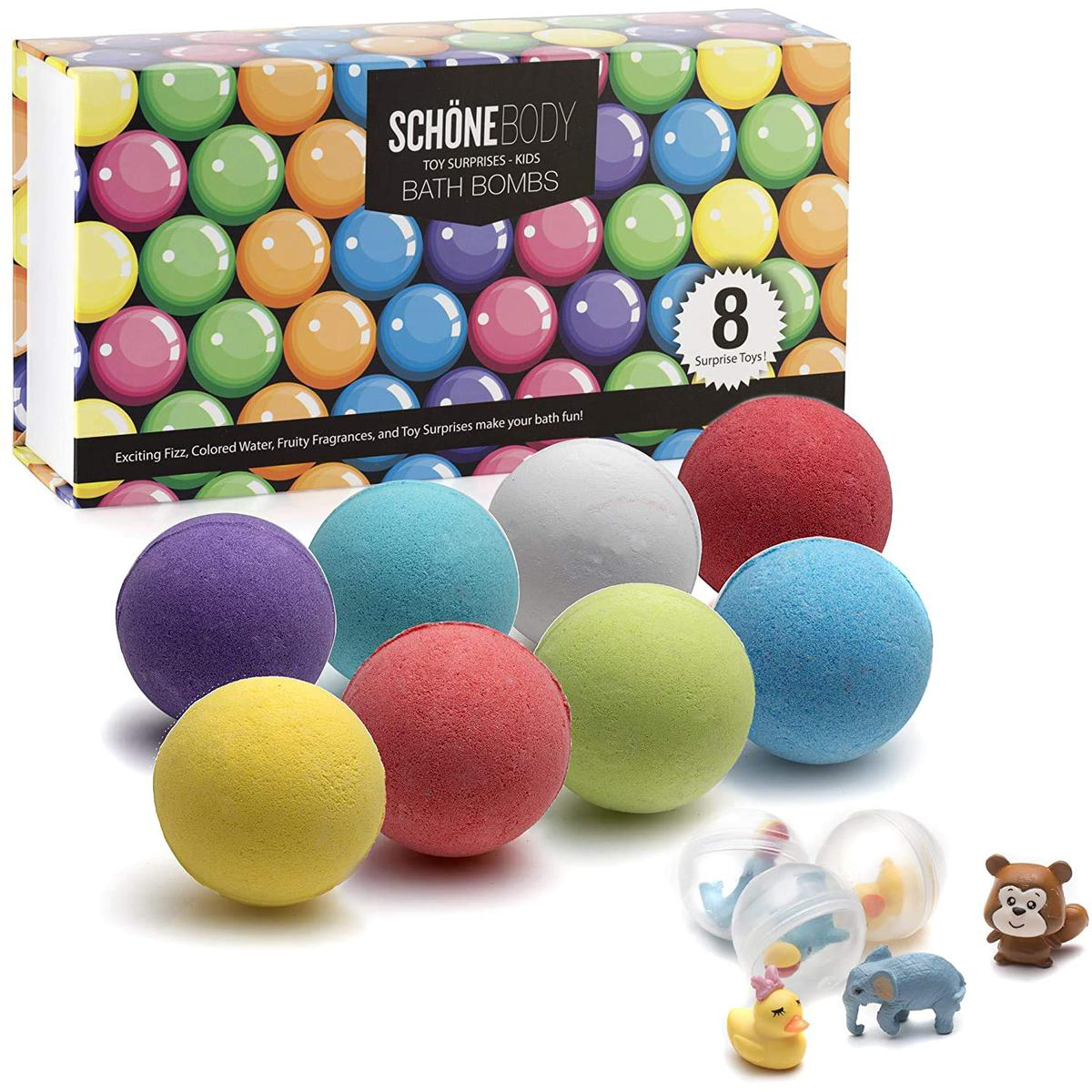 XXL Kids Toy Bath Bombs 8211 XL 8 Surprise Aromatics Kids Surprise Bath Bomb Bath Toy By Schne Body 100g 8 Set 8211 Kid Safe Gender Neutral with Organic Essential Oils