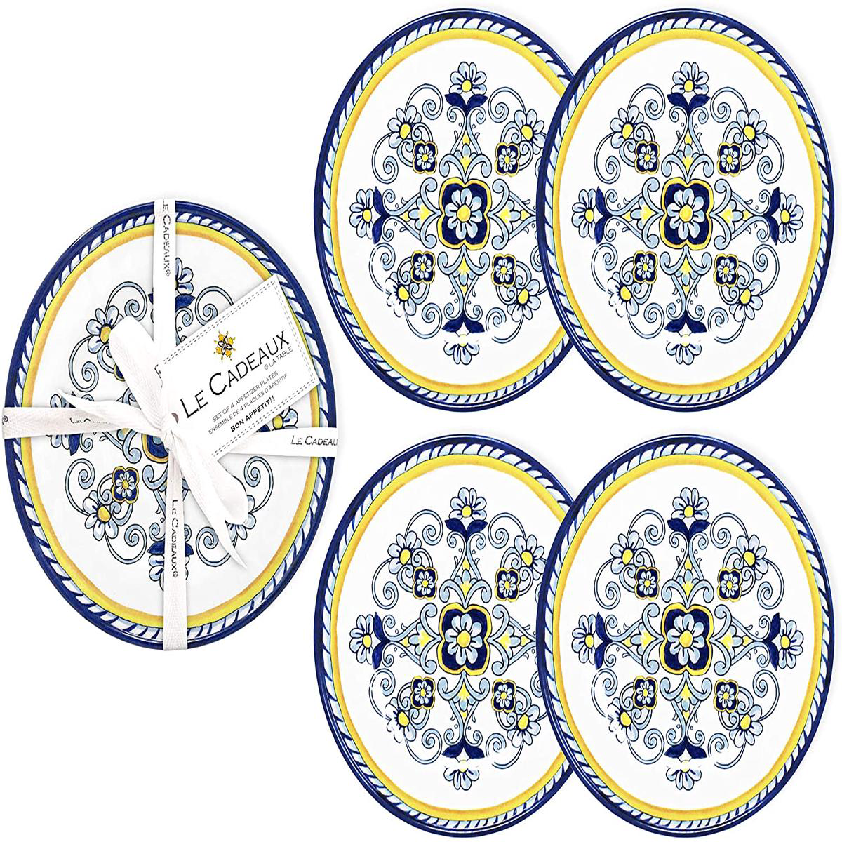 Le Cadeaux Melamine 65 Inch Appetizer Plate Set of 4 Sorrento