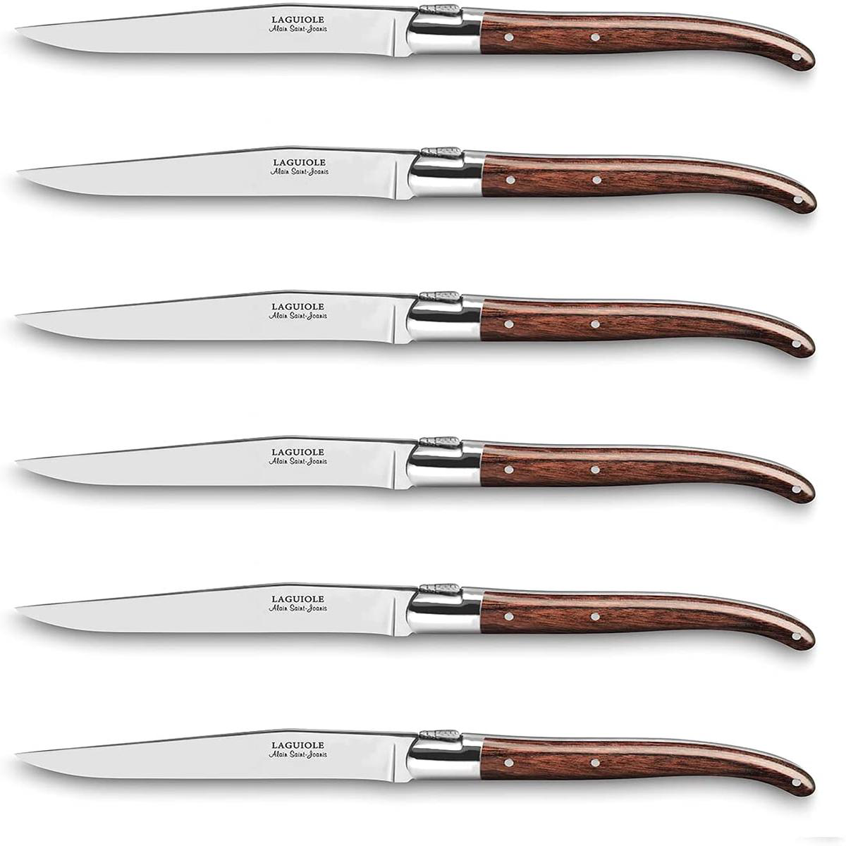 ALAIN SAINT-JOANIS Laguiole Steak Knives with Rio Wood Handles 8211 Boxed Set of 6