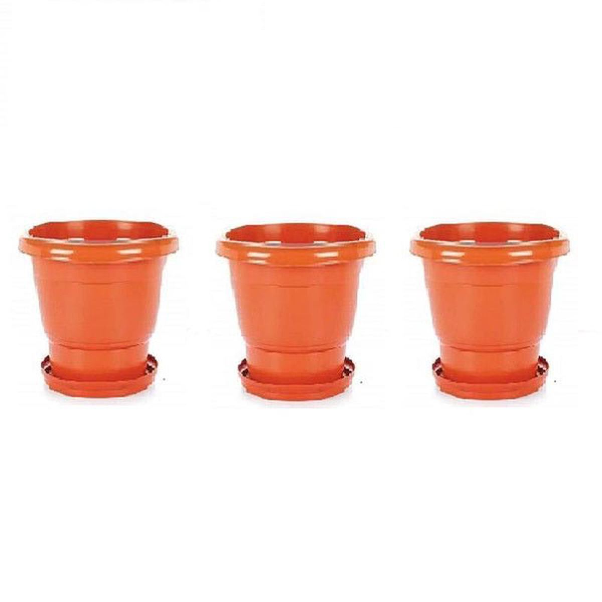 10 inch (25 cm) Round Garden Pot Terracota Without Plate Set of 3