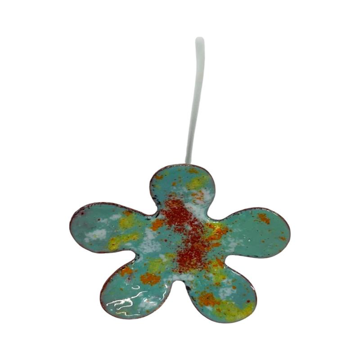 Copper Enamel Flower Medium White
