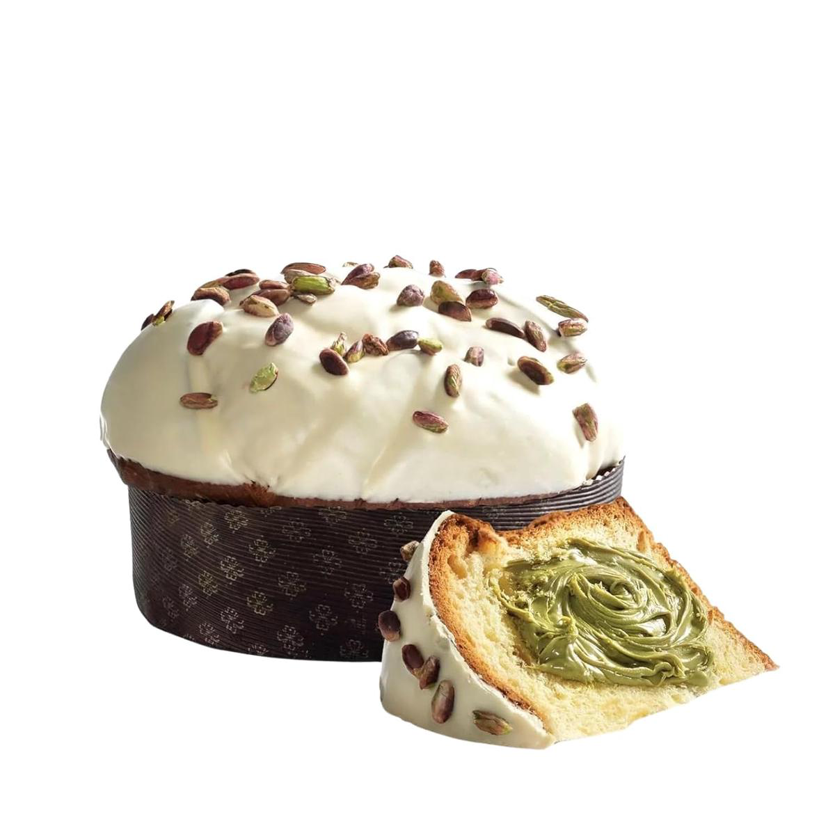 Fiasconaro Sicilian Pistachio Panettone Dolce and Gabbana Metal Tin with Pistachio Cream Spread White Chocolate Traditional Italian Christmas Cake Dessert Hostess Gifts Made In Italy 21oz (Green)