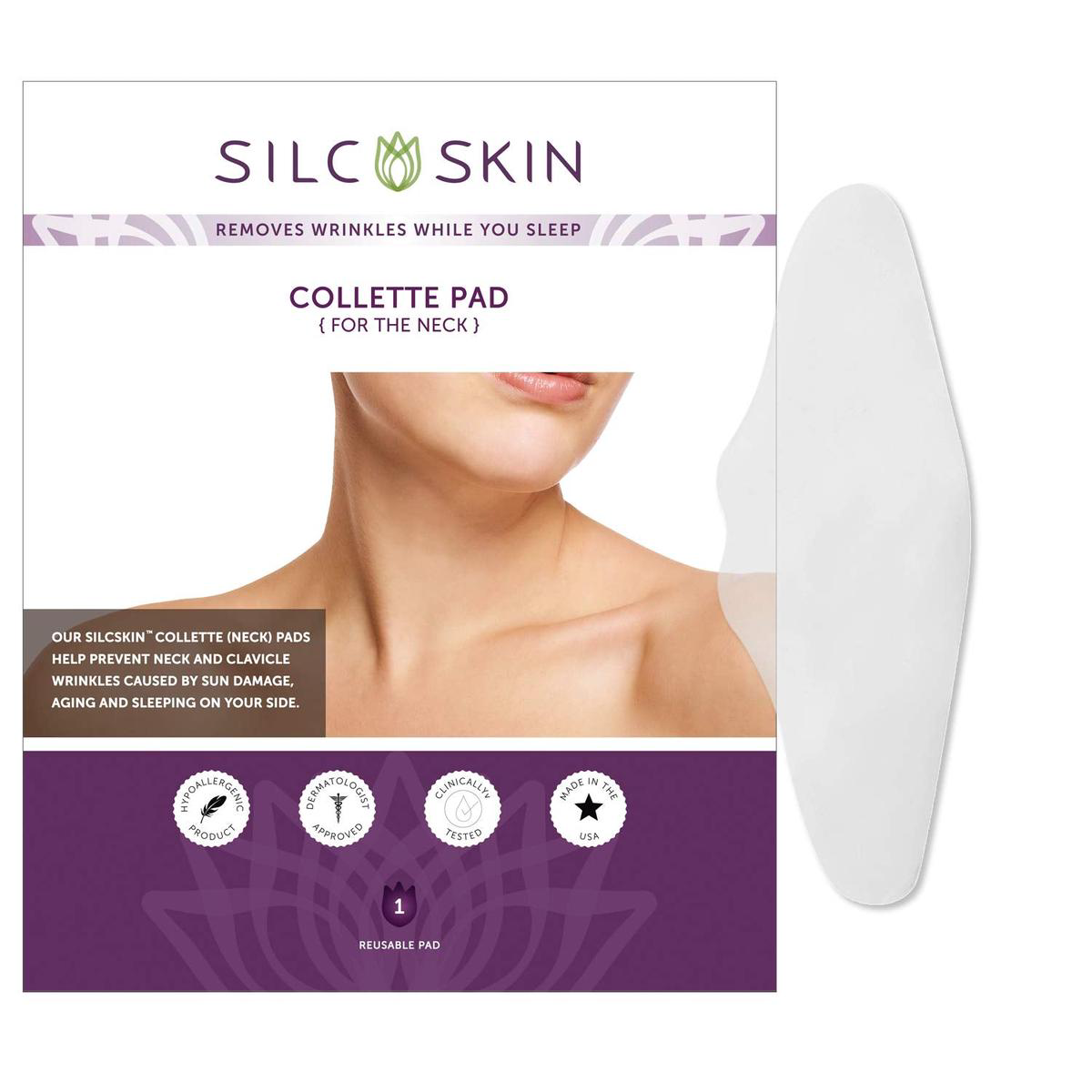 SilcSkin Collette Pad to Correct 038 Prevent Neck 038 Collarbone Wrinkles from Sun Aging Side Sleeping Reusable Self Adhesive Medical Grade Silicone 1 Pad