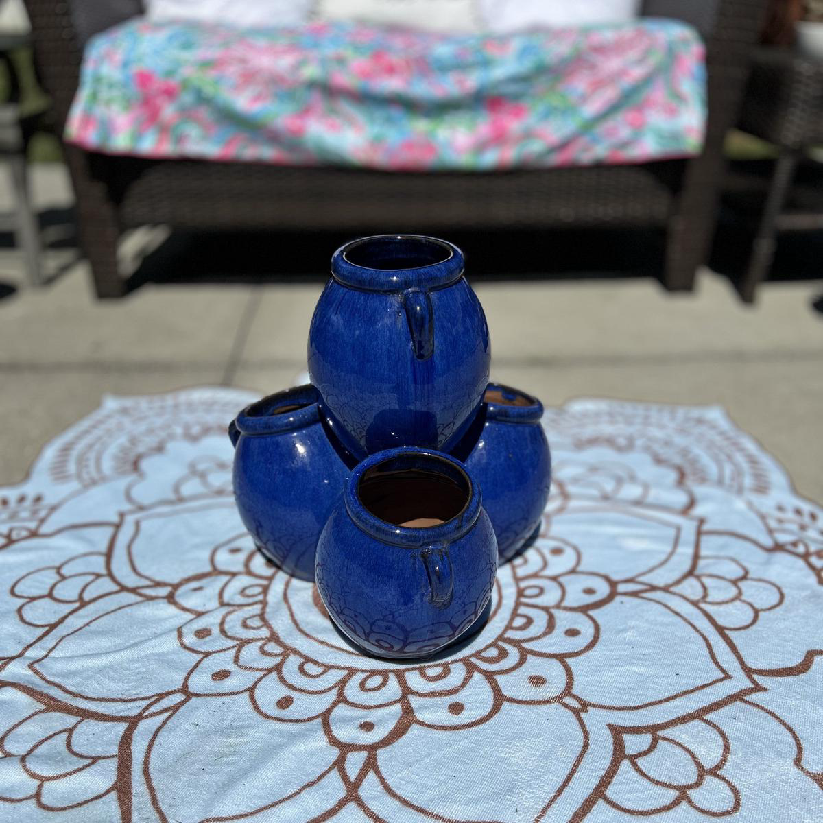 Strawberry Jar with 4 Cups 8211 Blue