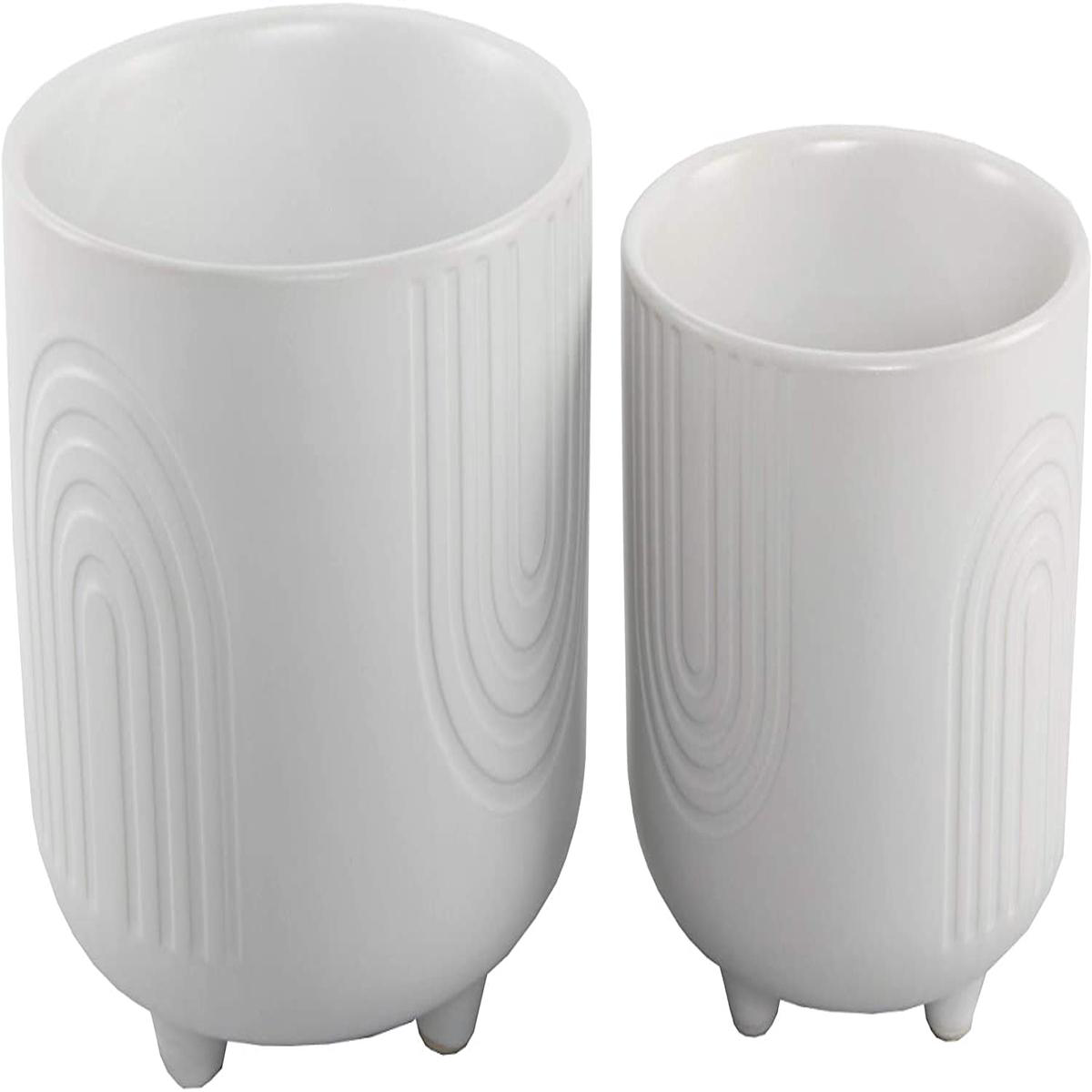 Flora Bunda 6 in 038 475 in Rainbow Ceramic Footed PlanterMatte White Set of 2