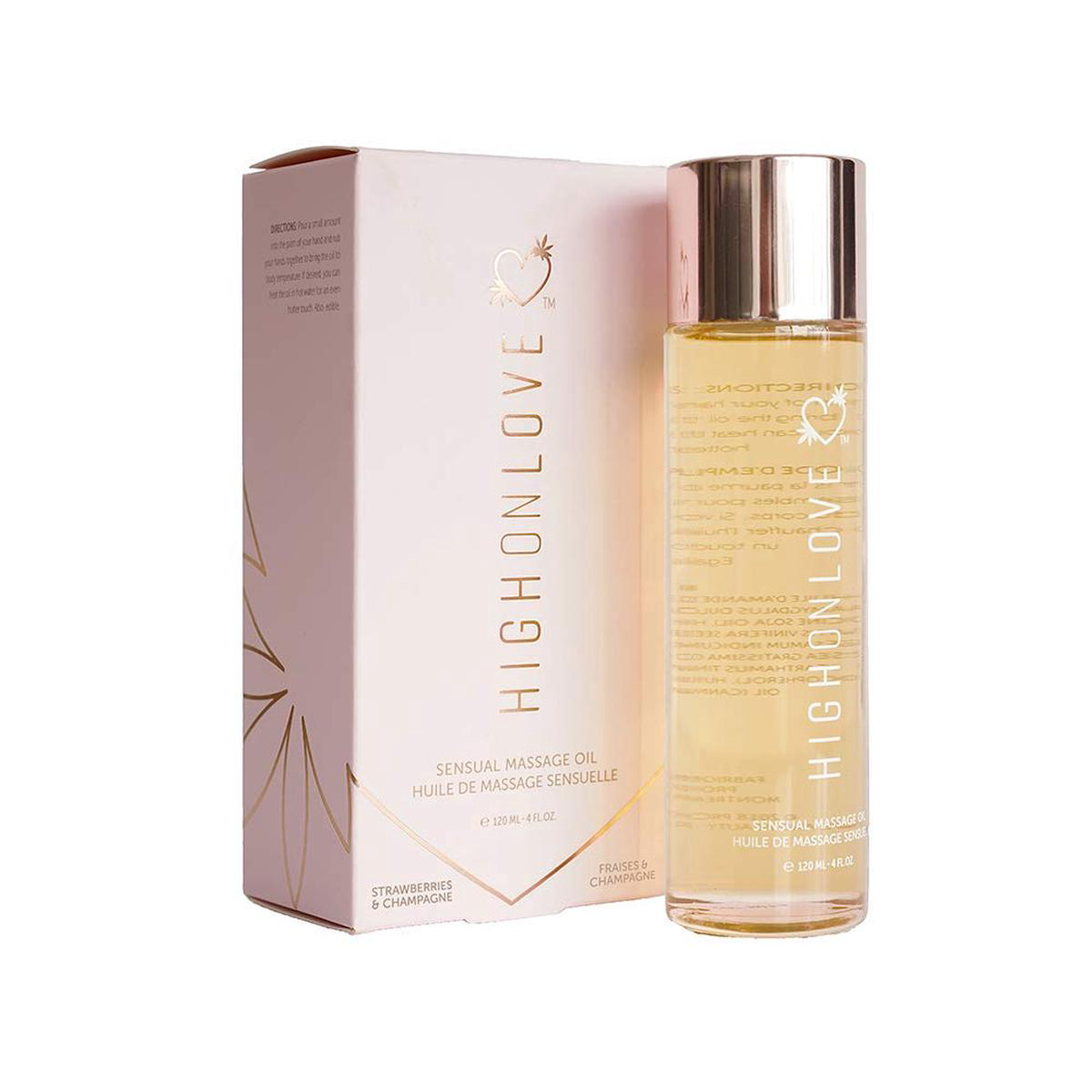 HighOnLove Sensual Massage Oil 8211 Natural Massage Oil Made with Hemp Seed Oil (120 ml) (Strawberries 038 Champagne)