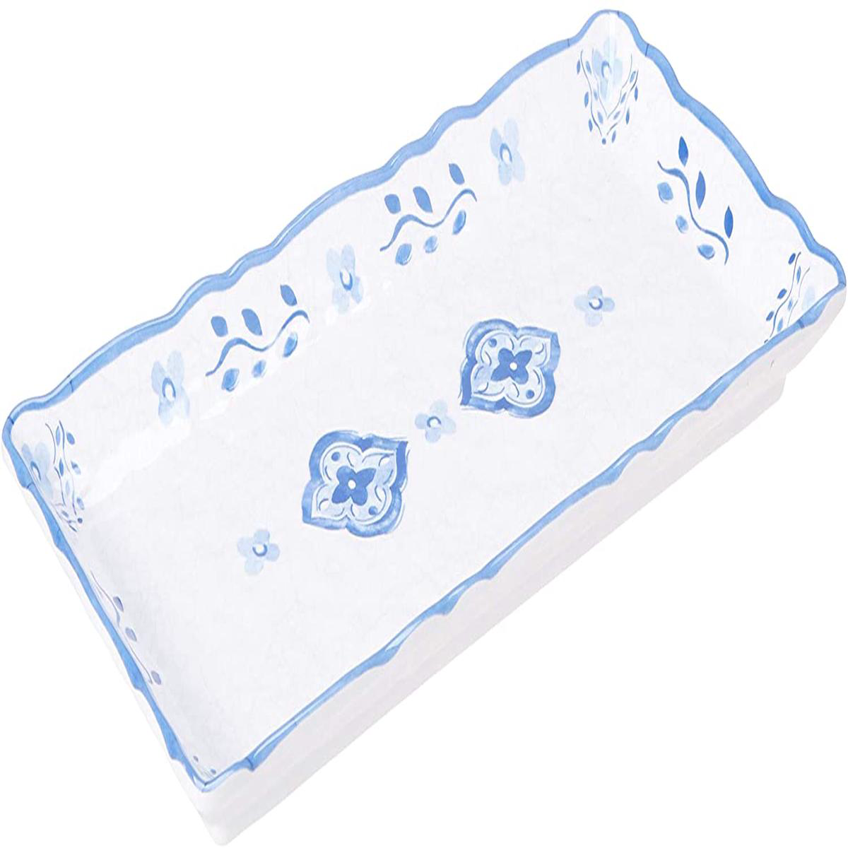 Le Cadeaux 297MRCB Moroccan Blue Melamine Biscuit Tray 10 Inch by 5 Inchlarge