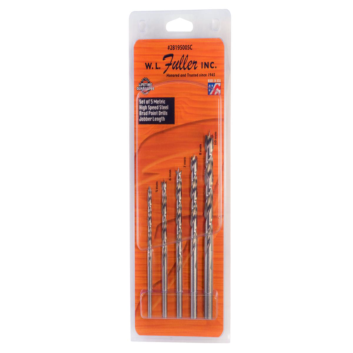 WL Fuller 5-PC Metric Brad Point Set 8211 28195005C