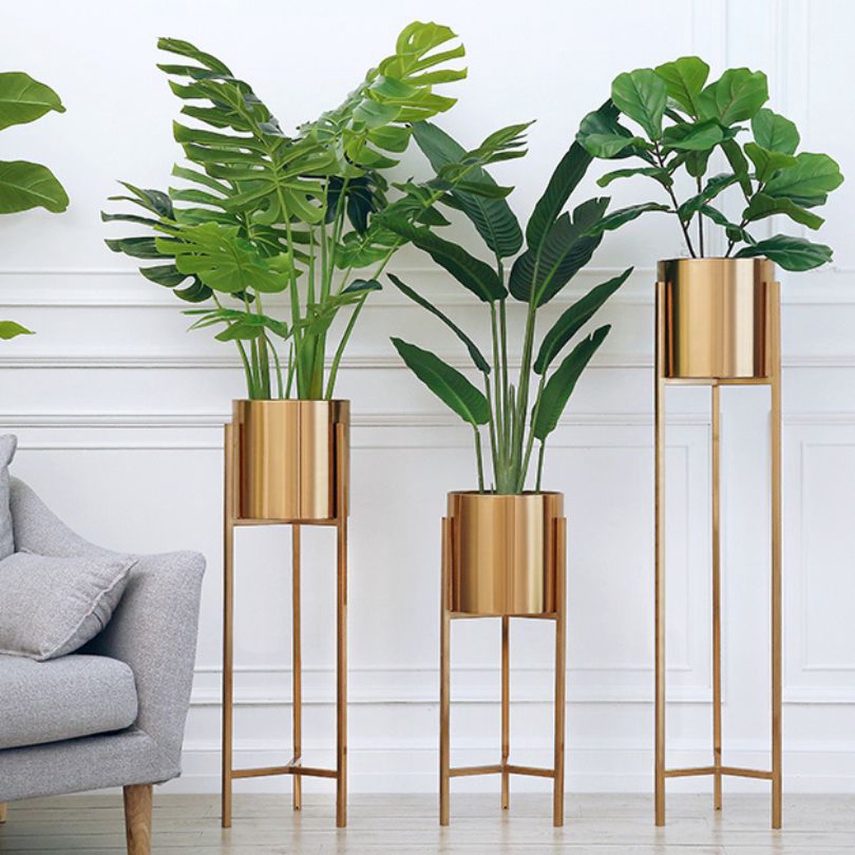 Modern Golden Metal Plant Stand