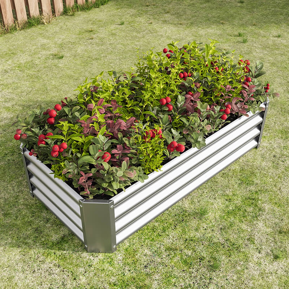 4724 Silver Metal Raised Garden Bed Kit - Flowers Vegetables Herbs Planters